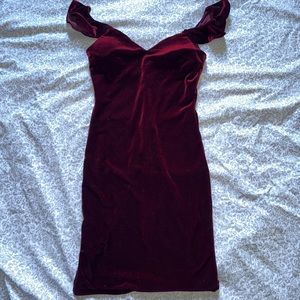 Wine red mini dress